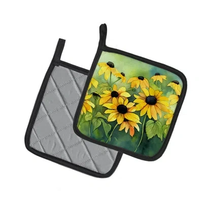 Caroline's Treasures Maryland Black-eyed Susans In Watercolor Pair Of Pot Holders In Multicolor