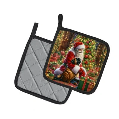 Caroline's Treasures Mastiff And Santa Claus Pair Of Pot Holders In Multicolor