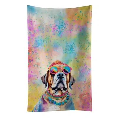 Caroline's Treasures Mastiff Hippie Dawg Kitchen Towel In Multicolor