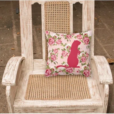 Caroline's Treasures Meerkat Shabby Elegance Yellow Roses Floral 14" Throw Pillow In Pink