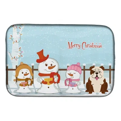 Caroline's Treasures Merry Christmas Carolers English Bulldog Dish Drying Mat In Brindle,white