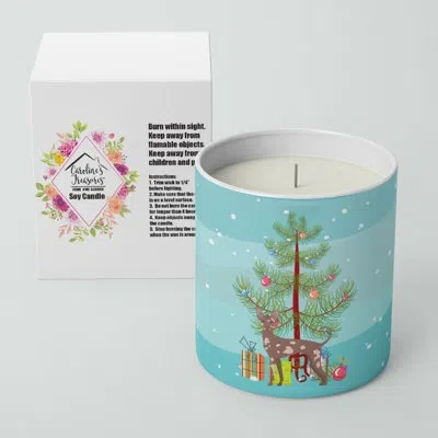 Caroline's Treasures Mexican Hairless Dog Christmas Tree 10 oz Decorative Soy Candle In Blue;green