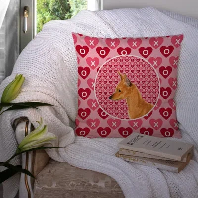 Caroline's Treasures Min Pin Hearts Love And Valentine's Day Portrait Indoor / Outdoor Geometric 14" Throw Pillow