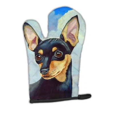 Caroline's Treasures Min Pin Oven Mitt In Blue;black