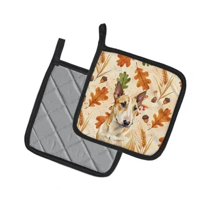 Caroline's Treasures Miniature Bull Terrier Heirloom Fall Pair Of Pot Holders In Multicolor