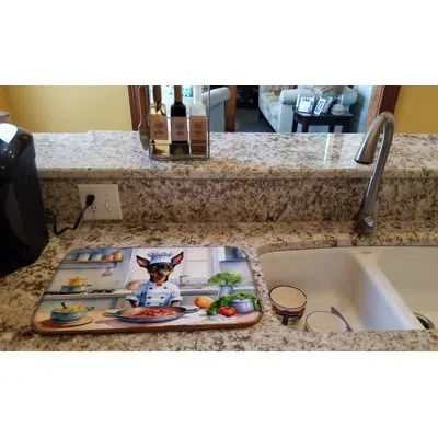 Caroline's Treasures Miniature Pinscher The Chef Dish Drying Mat In Natural