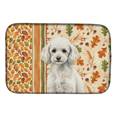 Caroline's Treasures Miniature Poodle Heirloom Fall Dish Drying Mat In Natural