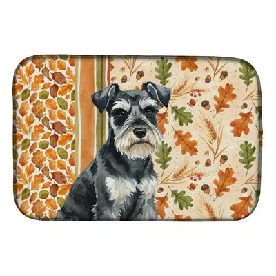 Caroline's Treasures Miniature Schnauzer Heirloom Fall Dish Drying Mat In Natural