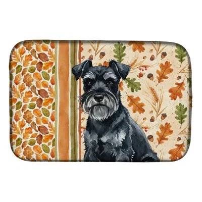 Caroline's Treasures Miniature Schnauzer Heirloom Fall Dish Drying Mat In Natural