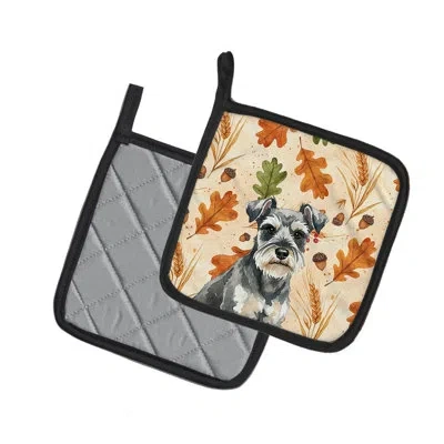 Caroline's Treasures Miniature Schnauzer Heirloom Fall Pair Of Pot Holders In Multicolor