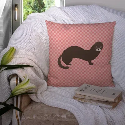 Caroline's Treasures Mink Check Outdoor Throw Pillow In Pink