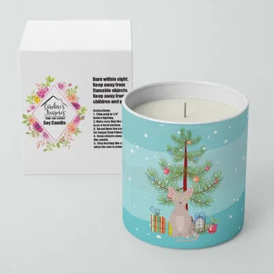 Caroline's Treasures Minskin Cat Merry Christmas 10 oz Decorative Soy Candle In Brown;blue;green