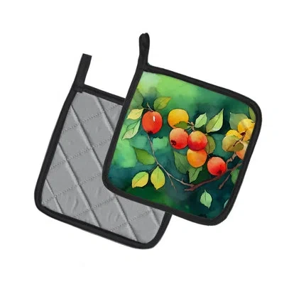 Caroline's Treasures Missouri Hawthorns In Watercolor Pair Of Pot Holders In Multicolor