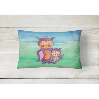 Caroline's Treasures Momma And Baby Owl Watercolor Lumbar Pillow