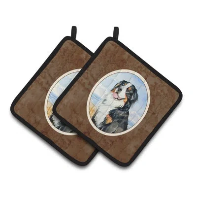 Caroline's Treasures Momma's Love Bernese Mountain Dog Potholder In Brown