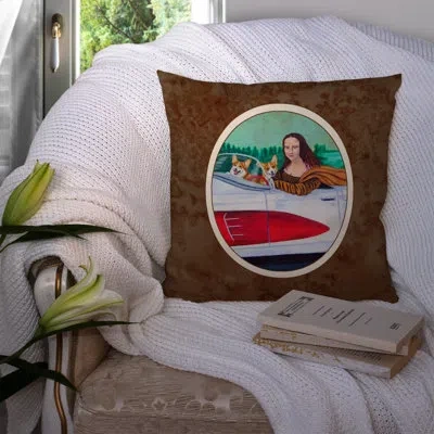 Caroline's Treasures Mona Lisa With Corgi Outdoor Square Pillow Cover & Insert
