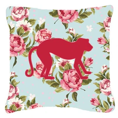 Caroline's Treasures Monkey Monkey Shabby Elegance Blue Roses Indoor/outdoor Throw Pillow