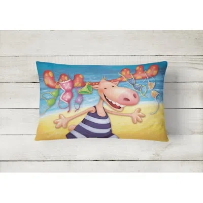 Caroline's Treasures Moose On The Beach Fabric Indoor/outdoor Throw Pillow