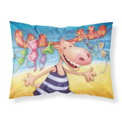 Caroline's Treasures Moose On The Beach Pillowcase In Blue