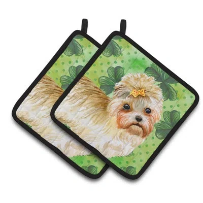 Caroline's Treasures Morkie St Patrick's Potholder In Green