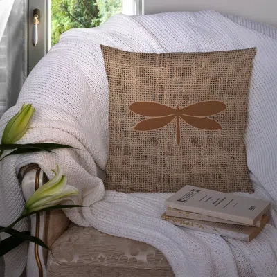 Caroline's Treasures Moth Burlap Indoor/outdoor Throw Pillow In Brown