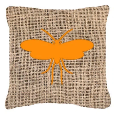 Caroline's Treasures Moth Burlap Indoor/outdoor Throw Pillow In Orange