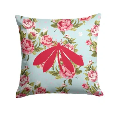 Caroline's Treasures Moth Shabby Elegance Blue Roses Indoor/outdoor Throw Pillow