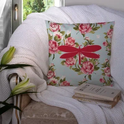 Caroline's Treasures Moth Shabby Elegance Blue Roses Indoor/outdoor Throw Pillow