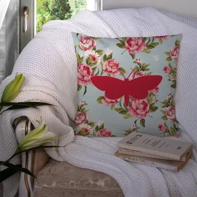 Caroline's Treasures Moth Shabby Elegance Blue Roses Indoor/outdoor Throw Pillow