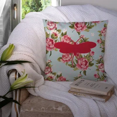 Caroline's Treasures Moth Shabby Elegance Blue Roses Indoor/outdoor Throw Pillow