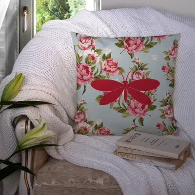 Caroline's Treasures Moth Shabby Elegance Blue Roses Indoor/outdoor Throw Pillow
