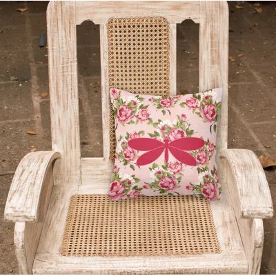 Caroline's Treasures Moth Shabby Elegance Pink Roses Floral 14" Throw Pillow