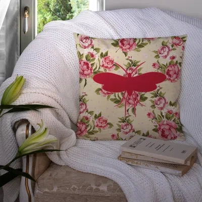 Caroline's Treasures Moth Shabby Elegance Yellow Roses Floral 14" Throw Pillow In Light Yellow