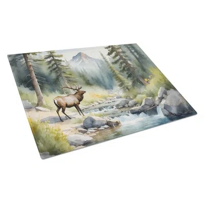 Caroline's Treasures Mountain Stream Elk Glass Cutting Board