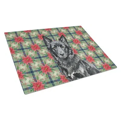 Caroline's Treasures Mudi Christmas Poinsettias Glass Cutting Board