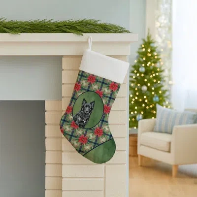 Caroline's Treasures Mudi Christmas Poinsettias Holiday Stocking In Multicolor