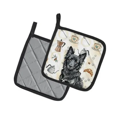 Caroline's Treasures Mudi Coffee Bar Pair Of Pot Holders In Multicolor