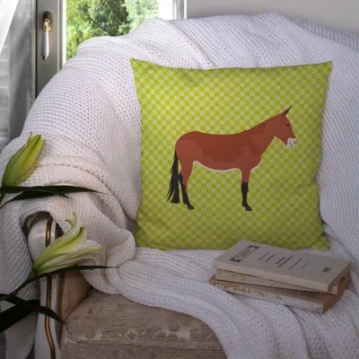 Caroline's Treasures Mule Check Outdoor Throw Pillow In Green