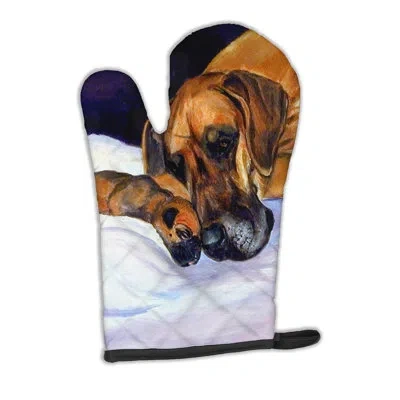 Caroline's Treasures Natural Eared Great Dane Momma And Puppy Oven Mitt In Brown