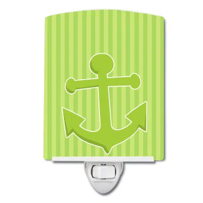 Caroline's Treasures Nautical Anchor #2 Ceramic Night Light In Green