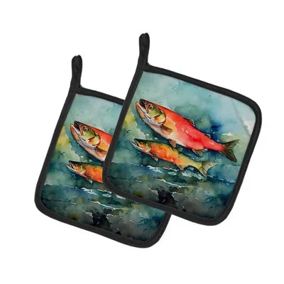 Caroline's Treasures Nautical Collection Polyester Potholder Set In Multicolor