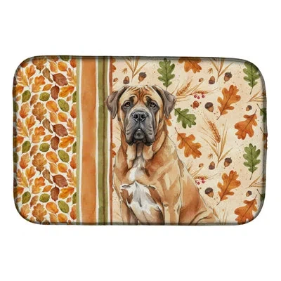 Caroline's Treasures Neapolitan Mastiff Heirloom Fall Dish Drying Mat In Yellow