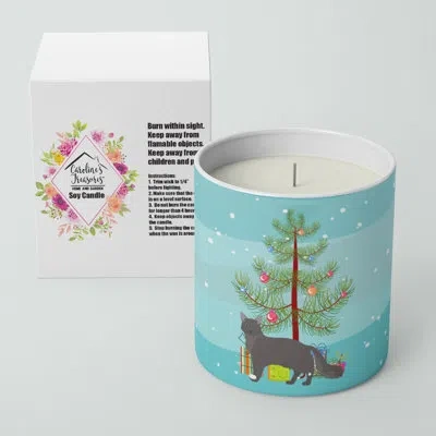 Caroline's Treasures Nebelung #1 Cat Merry Christmas 10 oz Decorative Soy Candle In Blue;green