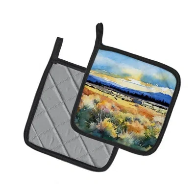 Caroline's Treasures Nevada Sagebrush In Watercolor Pair Of Pot Holders In Multi