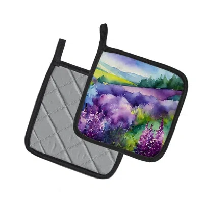Caroline's Treasures New Hampshire Purple Lilac In Watercolor Pair Of Pot Holders In Multicolor