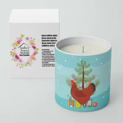 Caroline's Treasures New Hampshire Red Chicken Christmas 10 oz Decorative Soy Candle In Blue;green