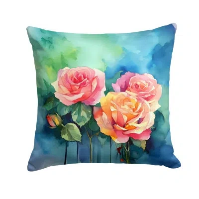 Caroline's Treasures New York Roses In Watercolor Throw Pillow In Multicolor