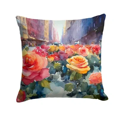 Caroline's Treasures New York Roses In Watercolor Throw Pillow In Multicolor