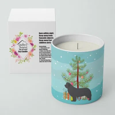 Caroline's Treasures Newfoundland Merry Christmas Tree 10 oz Decorative Soy Candle In Brown;blue;green