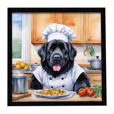 Caroline's Treasures Newfoundland The Chef Framed Metal Print In Multi